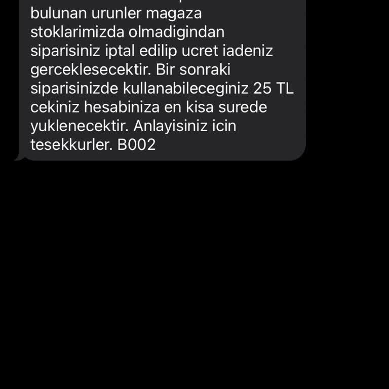 Migros Ürünüm İptal Edildi