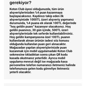 Koton Club Aldatıcı Beyan- 100 TL Puanım Yüklenmedi