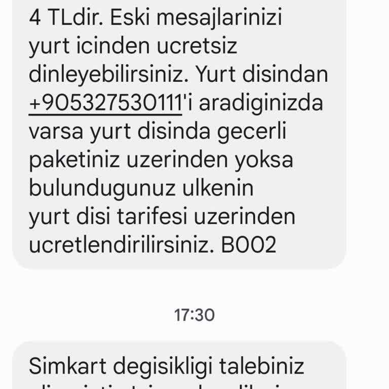 Turkcell Sim Kart Değişikliği, Yanlış Gelen Mesaj