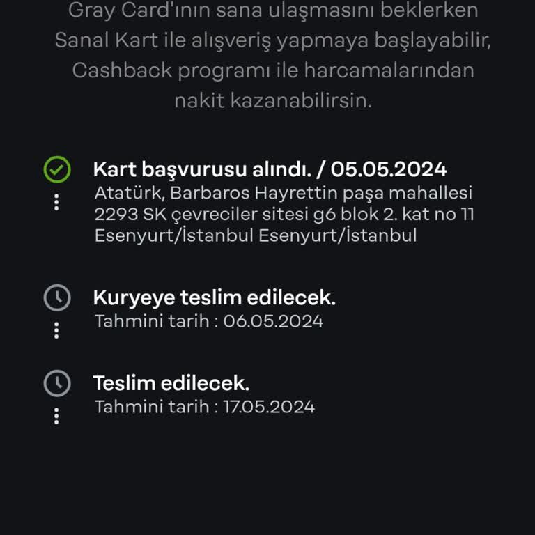 Papara Geç Kalan Kart