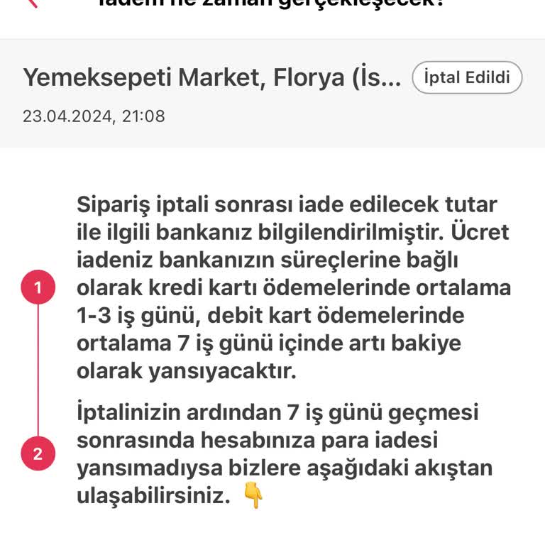 Yemeksepeti Para İadesi Yapmıyor