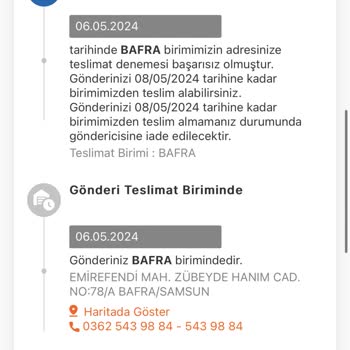 Samsun Bafra MNG Kargo Görevini Yapmıyor