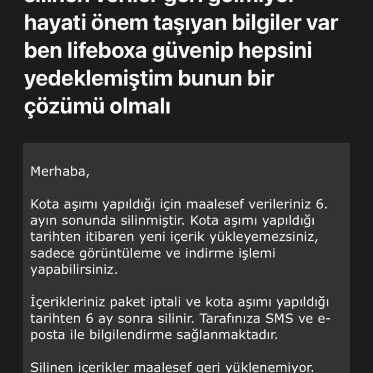 Turkcell Lifebox Verileri Kalıcı Olarak Siliyor