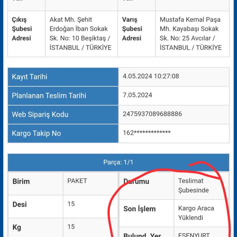 Sürat Kargo Firuzköy Şubesi Şikayetim Var