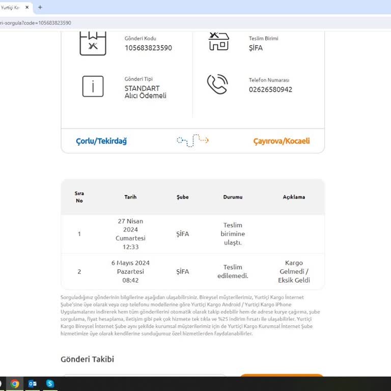 Yurtiçi Kargo Ürünü Kaybeden Firma
