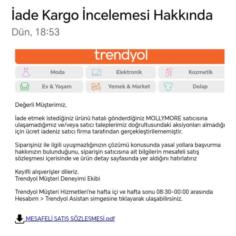 Trendyol İade Ettiğim Ürünün Ücret Ödemesini Yapmıyor