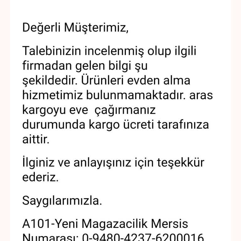A101 Müşteri Mağduriyeti Ve Sattığı Ürünün Arkasında Durmaması