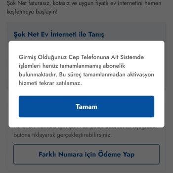 Şok Net Şok Evde İnternet Müşteri Hizmetleri