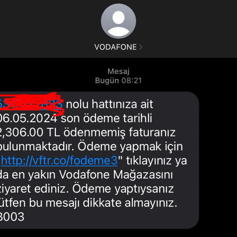 Vodafone Haksız Para Talebi