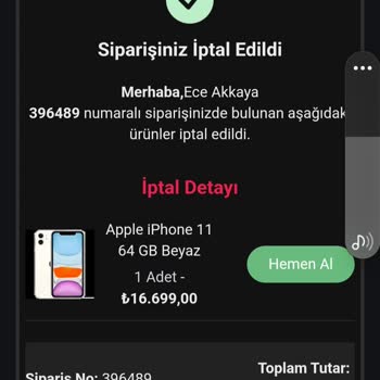 EasyCep İptal Ücretinin Yansımaması