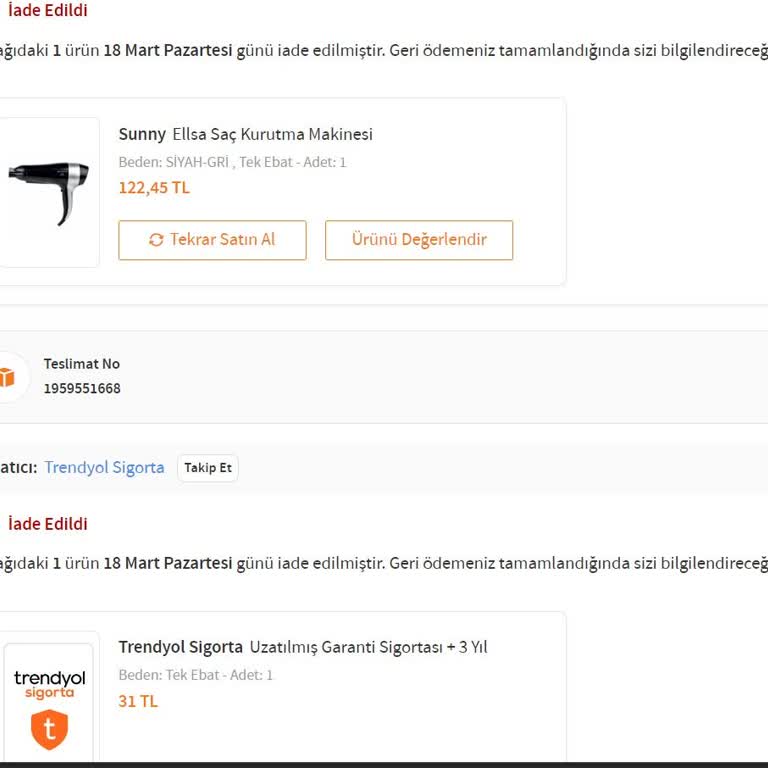Trendyol Ürün Sigortalatma Fiyaskosu