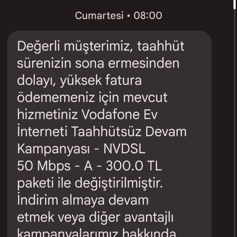 Vodafone Net Gelen SMS İle Çağrı Merkezinin Tarife Tutarsızlığı