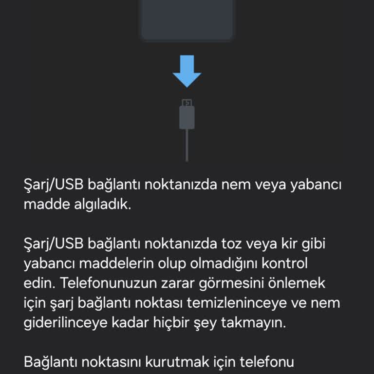 Samsung Telefon A34 USB Girişi Nem Uyarısı