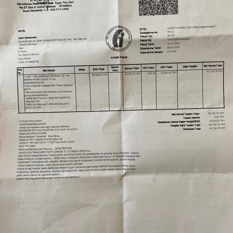 Samsung TV Kampanya İadesi/balıkesir Sarfaklar Servisi Şikayeti