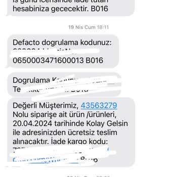DeFacto 43563279 Numaralı Siparişimin İadesi Yapılmadı