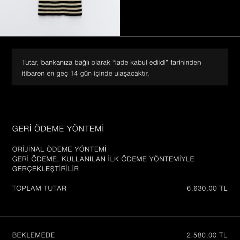 Zara İade Ettiğim Ürünün Ücretini Yatırmıyor