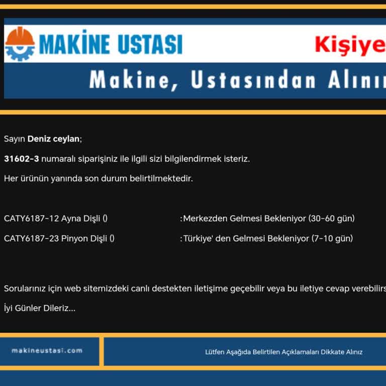 Makinaustasi.com Ödeme Temin Süresi Yetersiz Bilgi
