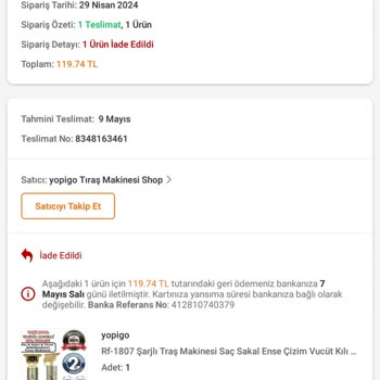 Yopigo Ve Trendyol İptal Edilen Ürün