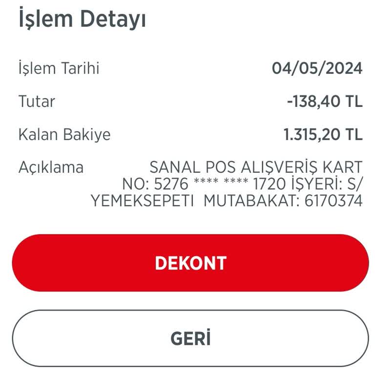 Yemek Sepeti Para İadesi
