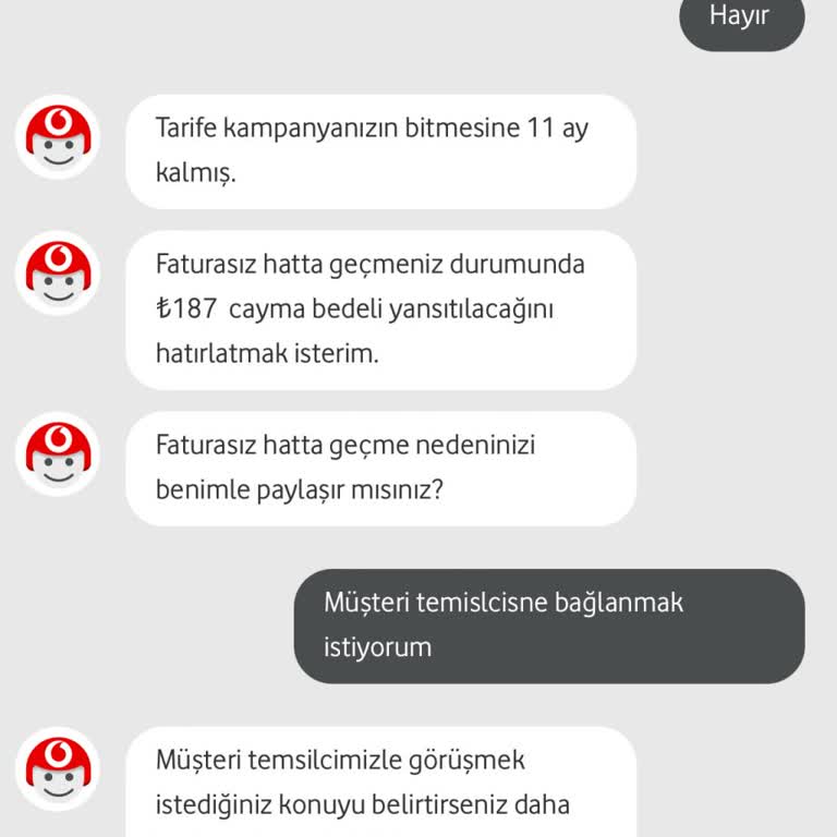 Vodafone Benim İsteğim Dışında Taahhüt Yenilemesi