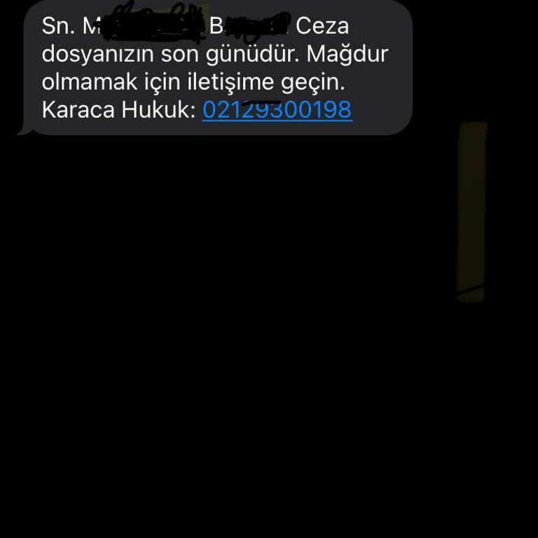 KARACA HUKUK (SMS) Karaca Hukuk Tarafından Gelen Mesajlar