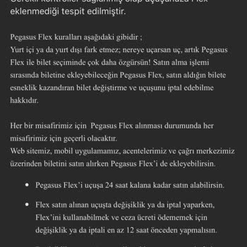Pegasus Airlines Flex Aldığım Halde Benden Büyük Kesinti Yapmaları