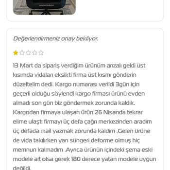 Exvega Koltuk Kargo Ve Onarım Süreci Sorunu