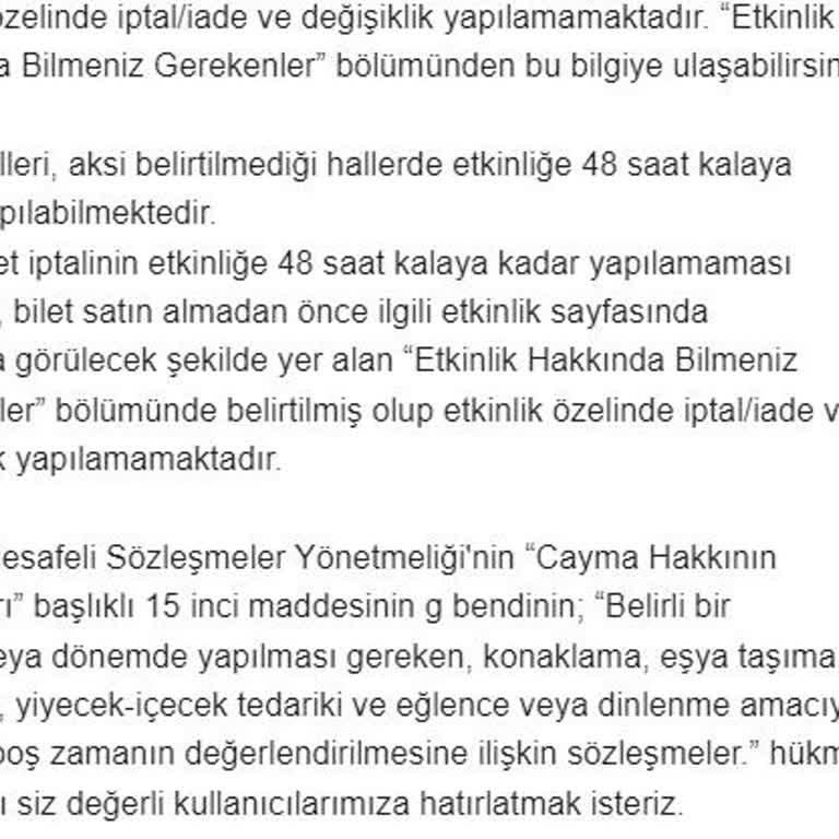 Bubilet.com Bilet İptal Etmeme Politikası