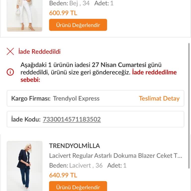 Trendyolmilla İade Kargo Eksik Ürün