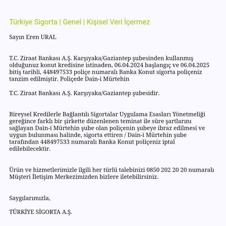 Bankacılık Düzenleme ve Denetleme Kurumu Haksiz Yapılan Sigorta H. K