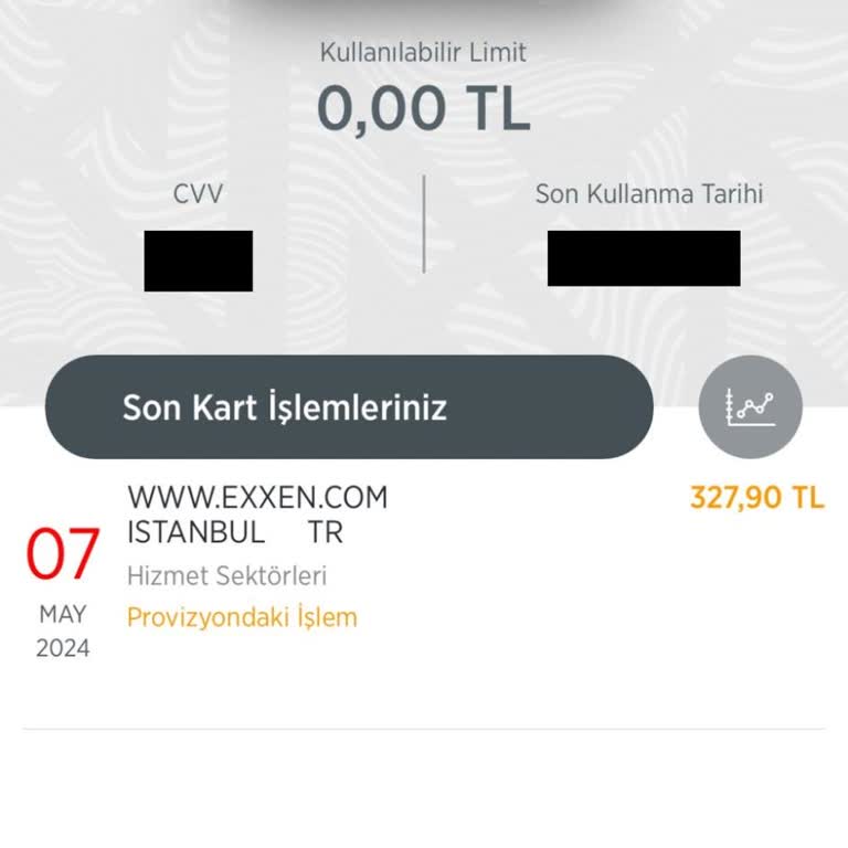 Ziraat Bankası Sıfır Limitli Sanal Kartımdan Para Çekilmiş.