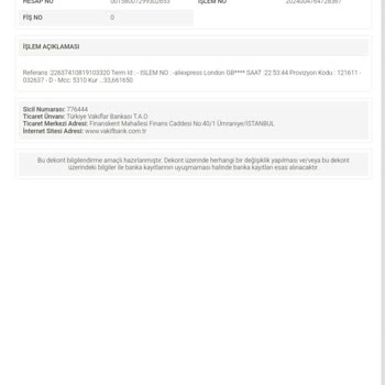 VakıfBank Tarafından Paramın İç Edilmesi