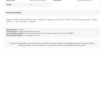 VakıfBank Tarafından Paramın İç Edilmesi
