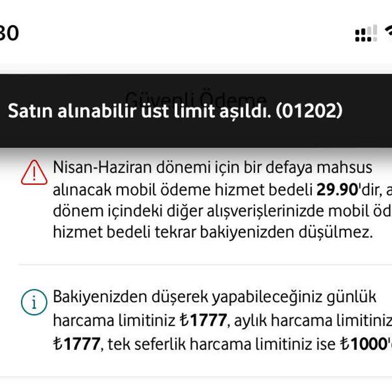 Vodafone Her Şey Yanımda "satın Alınabilir Üst Limit Aşıldı" Uyarısı