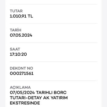 Ak Yatırım Borç Alacak İşlemleri Başlığı Altında Hesabımdan Para Çekti