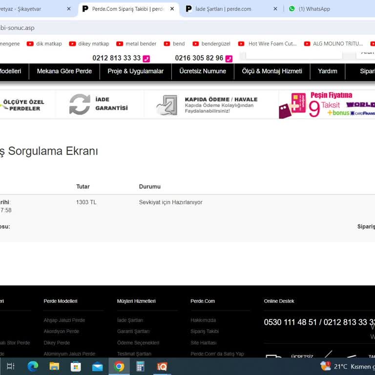 Perde.com Parayı Alıyor. Urunu Yollamıyor.