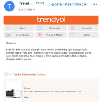 Trendyol Ve Aras Kargo Ürünü Teslim Edilmemesi