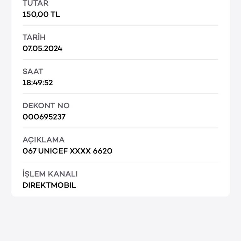 UNICEF Tek Seferlik Bağış Yaptım Aylık Olarak Çekiyor