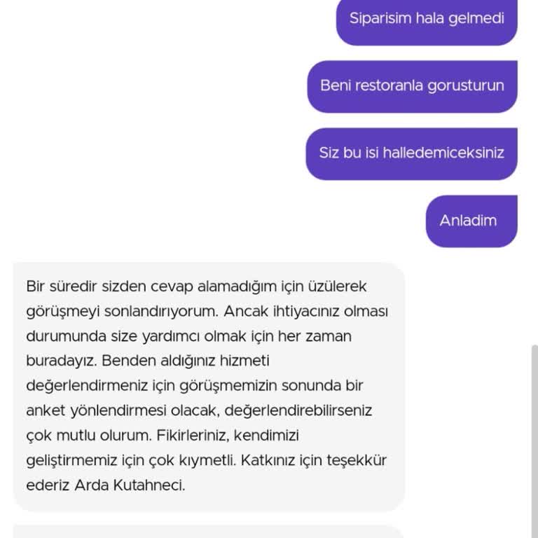 Getir'den Verilen Siparişin Gelmemesi Ve Canlı Destek Sorunu