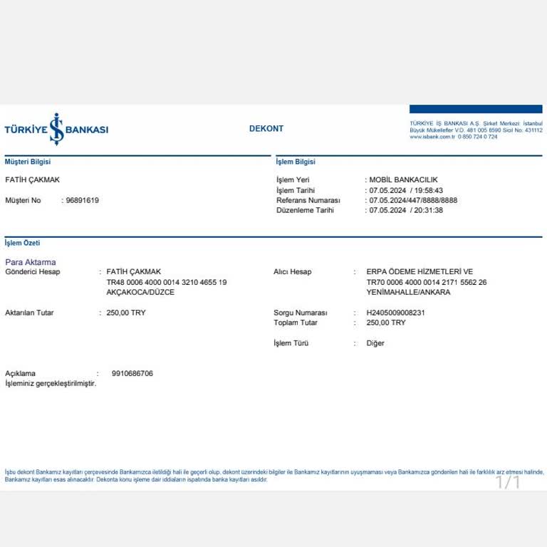 Mefete Hesabıma Para Geçmedi