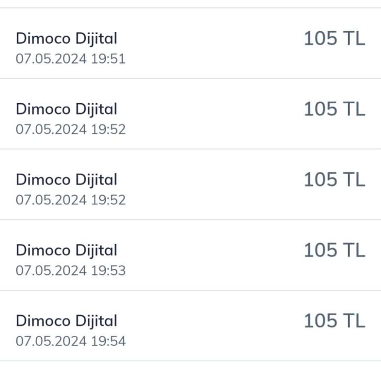 Dimoco Payments 7 Kez Haksız Yere Kesilen 105 TL'nin İadesini Talep Ediyorum