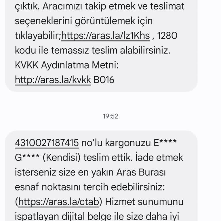 Aras Kargo Teslim Edilmiş Gibi Gösterilen Kargo
