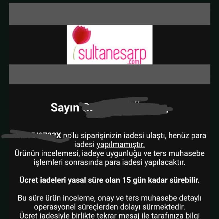 Sultan Eşarp Para İadesi Yapmıyor!