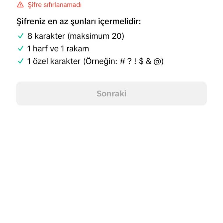 TikTok Şifrem Sıfırlanmadı Hatas
