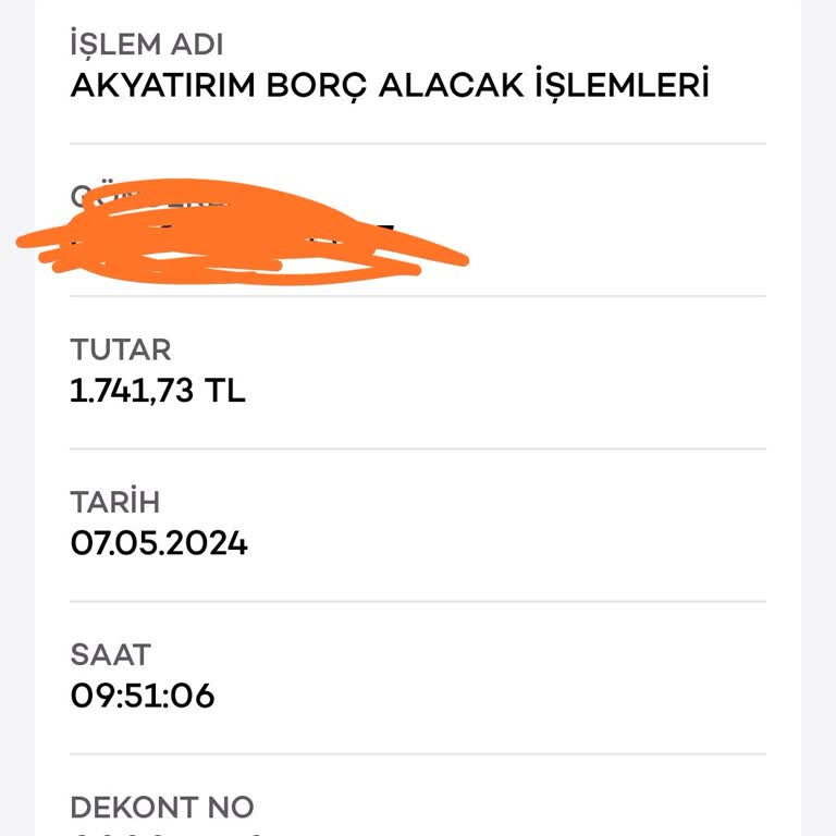 Ak Yatırım Tarafından Paramın Çekilmesi