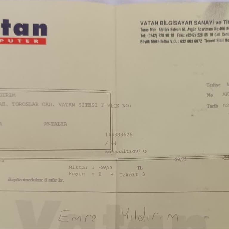 Vatan Bilgisayar Ücret İadesi Yapmama