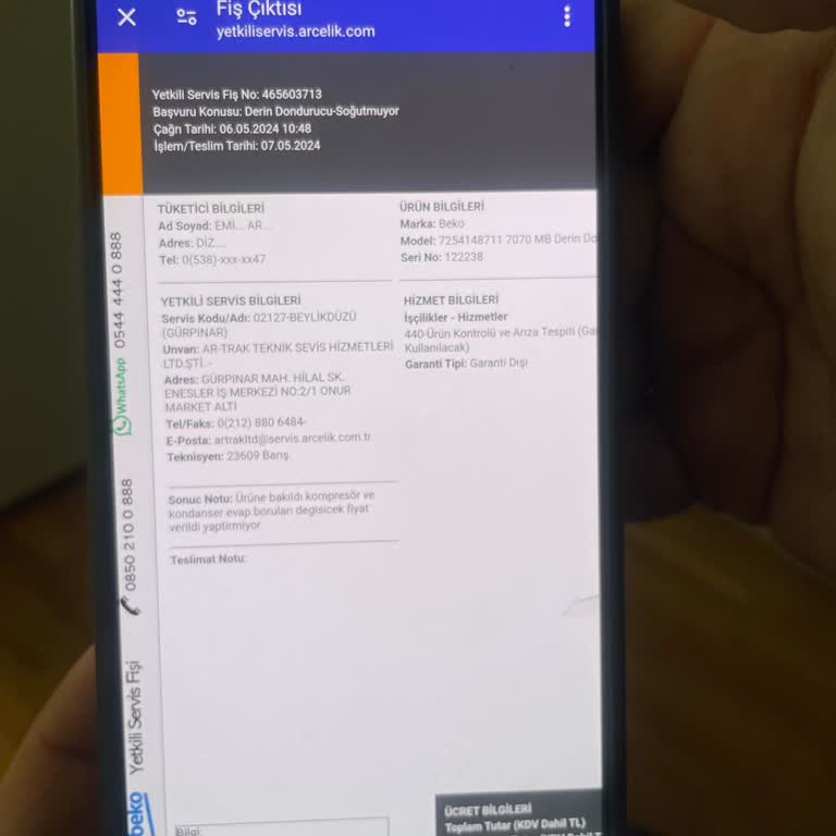 Beko 7070 MB Marka Derin Dondurucum Bozuldu