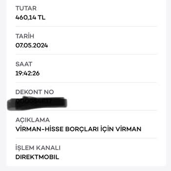 Virman Hisse Borcu Adı Altında Akbank Hesabımdan Para Çekilmesi.