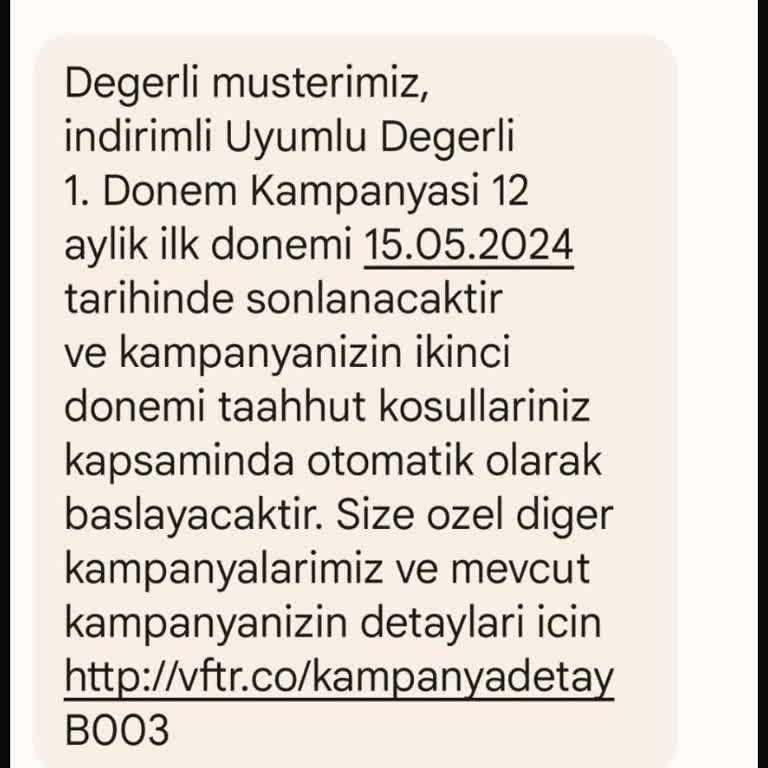 Vodafone 2. Dönem Kampanyamı Uygulamayıp Tarife Değişikliği Yapıyor.