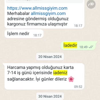 Allmiss Giyim İade Yalanı - Müşteriyi Oyalayıp İade Yapmıyorlar